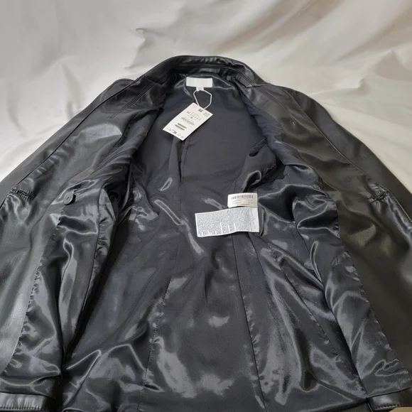 Zara FITTED FAUX LEATHER BLAZER - Picture 4 of 6